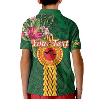Personalised Manuʻa Islands Kid Polo Shirt Polynesian Style with Rooster Tattoo and Tropical Plants LT03 - Polynesian Pride
