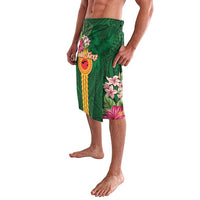 Manuʻa Islands Lavalava Polynesian Style with Rooster Tattoo and Tropical Plants