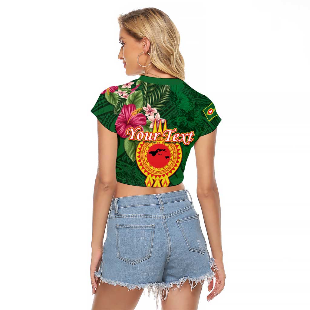 Personalised Manuʻa Islands Raglan Cropped T Shirt Polynesian Style with Rooster Tattoo and Tropical Plants LT03 - Polynesian Pride