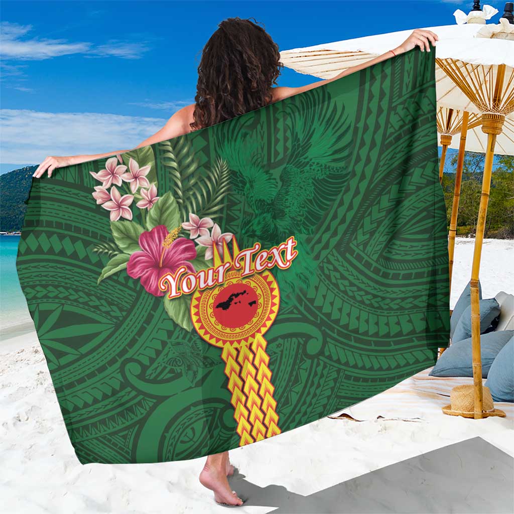 Personalised Manuʻa Islands Sarong Polynesian Style with Rooster Tattoo and Tropical Plants LT03 One Size 44 x 66 inches Green - Polynesian Pride