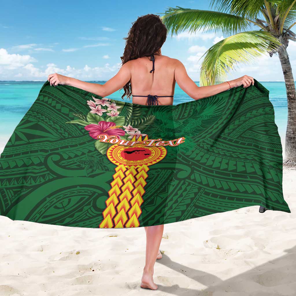 Personalised Manuʻa Islands Sarong Polynesian Style with Rooster Tattoo and Tropical Plants LT03 - Polynesian Pride