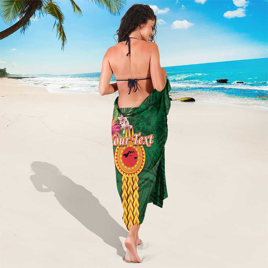 Personalised Manuʻa Islands Sarong Polynesian Style with Rooster Tattoo and Tropical Plants LT03 - Polynesian Pride