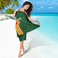 Personalised Manuʻa Islands Sarong Polynesian Style with Rooster Tattoo and Tropical Plants LT03 - Polynesian Pride