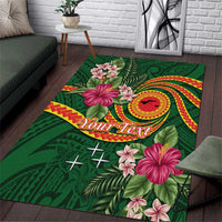 Manuʻa Islands Area Rug Polynesian Art Tattoo Style and Tropical Plants