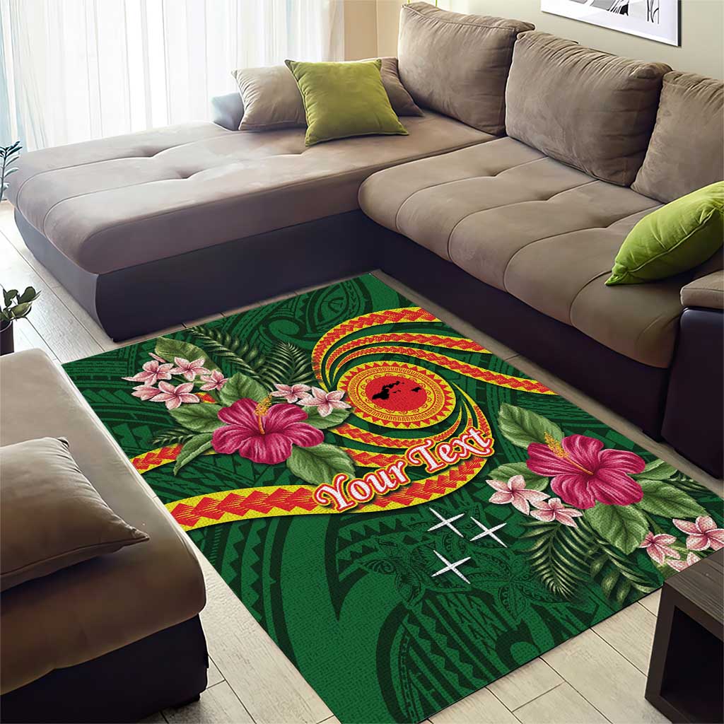 Manuʻa Islands Area Rug Polynesian Art Tattoo Style and Tropical Plants