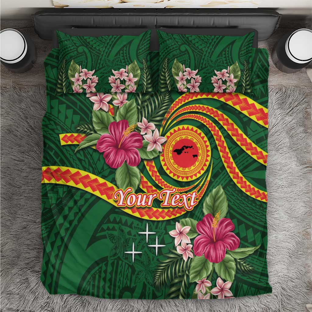 Manuʻa Islands Bedding Set Polynesian Art Tattoo Style and Tropical Plants