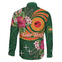 Manuʻa Islands Family Matching Off Shoulder Short Dress and Hawaiian Shirt Polynesian Art Tattoo Style and Tropical Plants