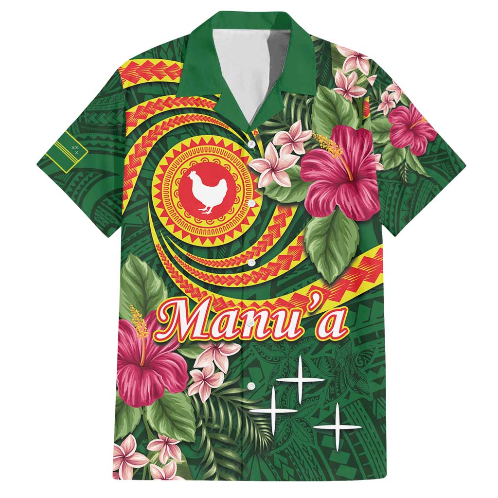 Manuʻa Islands Family Matching Puletasi and Hawaiian Shirt Polynesian Art Tattoo Style and Tropical Plants