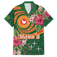 Manuʻa Islands Family Matching Short Sleeve Bodycon Dress and Hawaiian Shirt Polynesian Art Tattoo Style and Tropical Plants