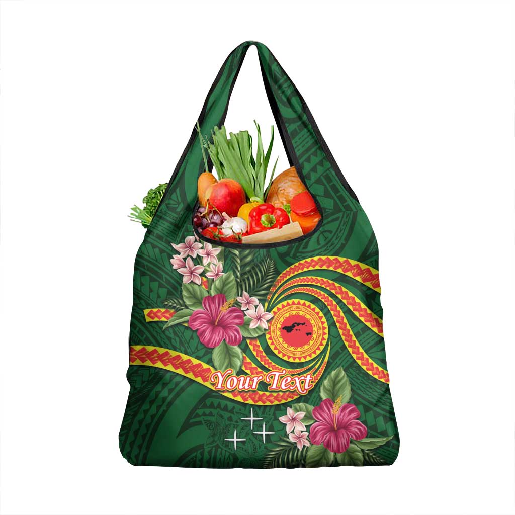 Personalised Manuʻa Islands Grocery Bag Polynesian Art Tattoo Style and Tropical Plants LT03 1-pack One Size Green - Polynesian Pride