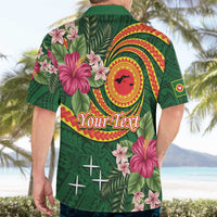 Manuʻa Islands Hawaiian Shirt Polynesian Art Tattoo Style and Tropical Plants
