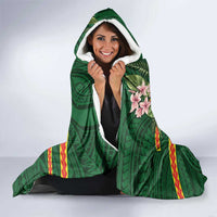 Manuʻa Islands Hooded Blanket Polynesian Art Tattoo Style and Tropical Plants