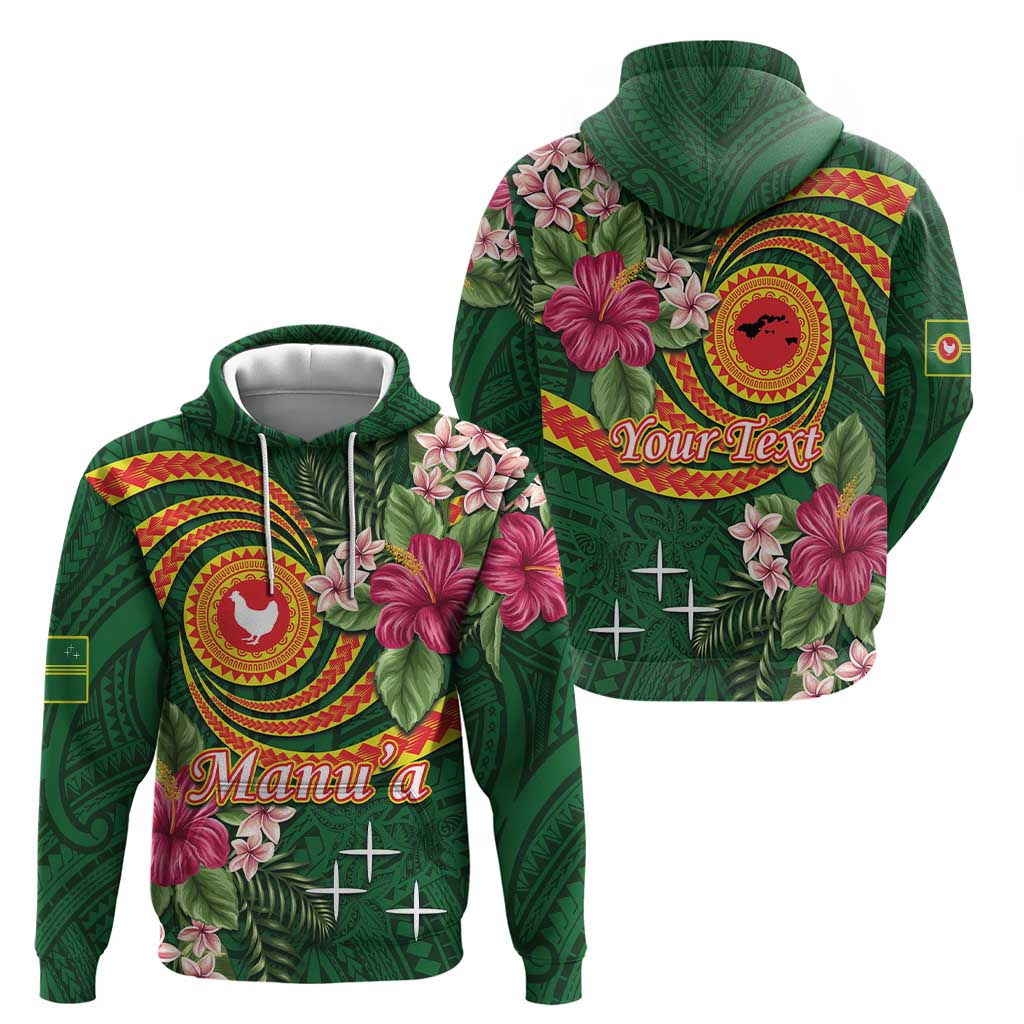 Manuʻa Islands Hoodie Polynesian Art Tattoo Style and Tropical Plants