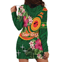 Manuʻa Islands Hoodie Dress Polynesian Art Tattoo Style and Tropical Plants