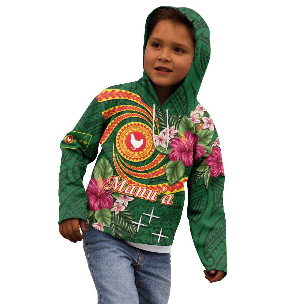 Manuʻa Islands Kid Hoodie Polynesian Art Tattoo Style and Tropical Plants