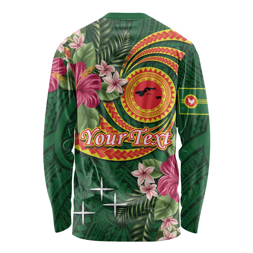 Personalised Manuʻa Islands Long Sleeve Shirt Polynesian Art Tattoo Style and Tropical Plants LT03 - Polynesian Pride