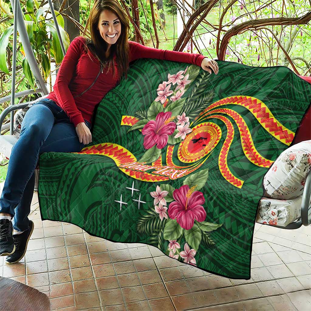 Manuʻa Islands Quilt Polynesian Art Tattoo Style and Tropical Plants