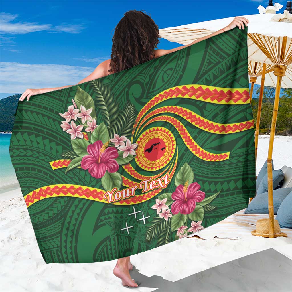 Personalised Manuʻa Islands Sarong Polynesian Art Tattoo Style and Tropical Plants LT03 One Size 44 x 66 inches Green - Polynesian Pride
