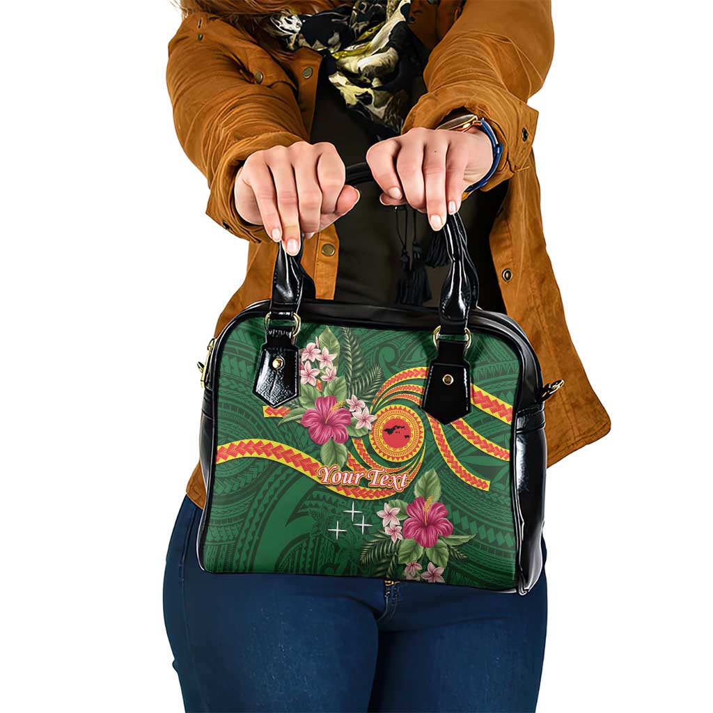 Manuʻa Islands Shoulder Handbag Polynesian Art Tattoo Style and Tropical Plants