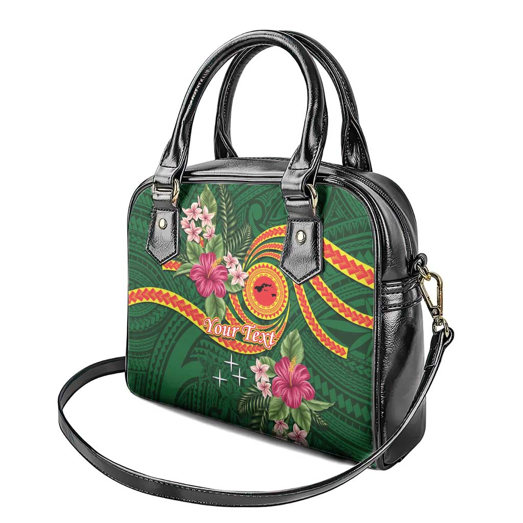 Manuʻa Islands Shoulder Handbag Polynesian Art Tattoo Style and Tropical Plants