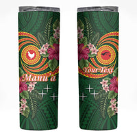 Personalised Manuʻa Skinny Tumbler Polynesian Art Tattoo Style and Tropical Plants LT03 Green - Polynesian Pride