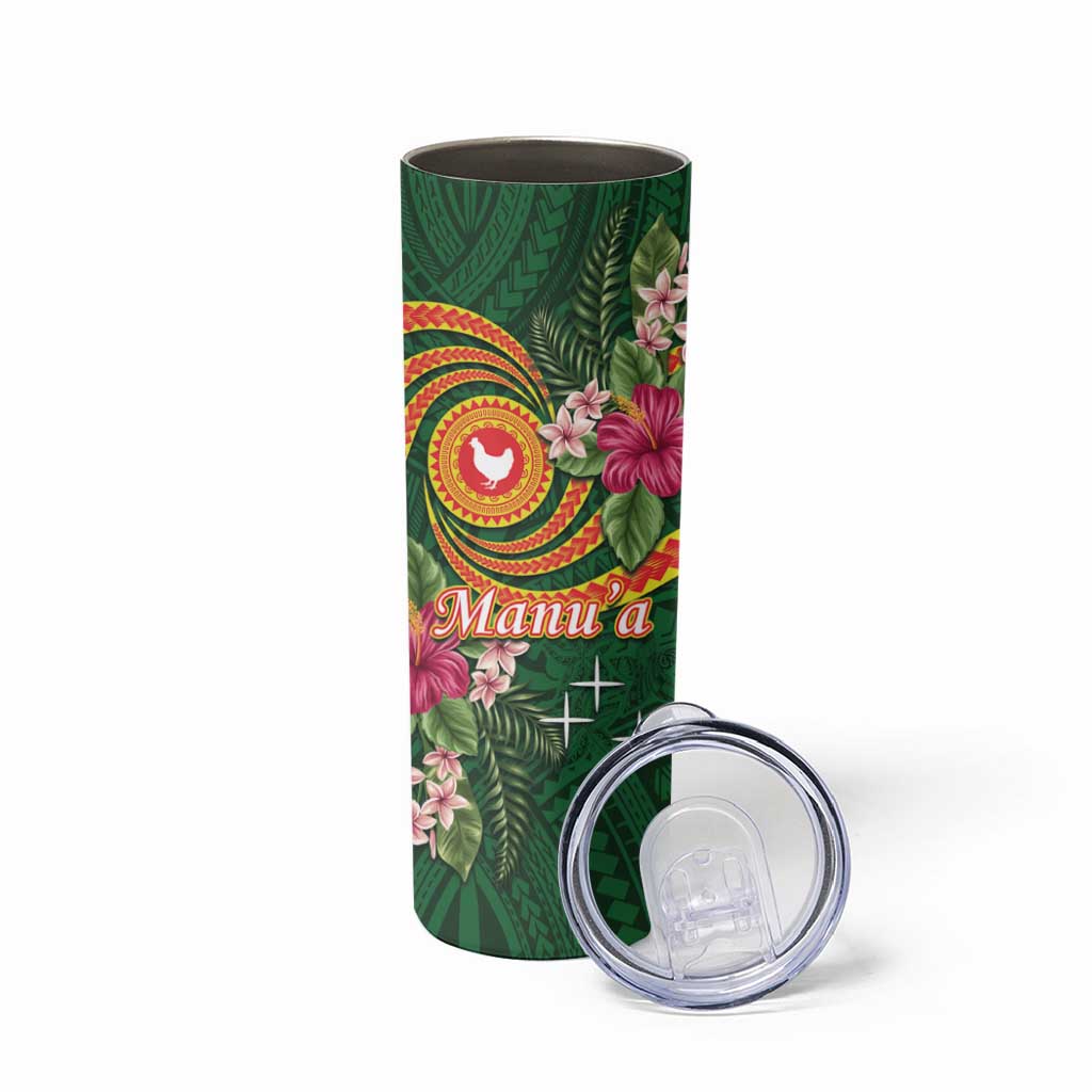 Personalised Manuʻa Skinny Tumbler Polynesian Art Tattoo Style and Tropical Plants LT03 - Polynesian Pride