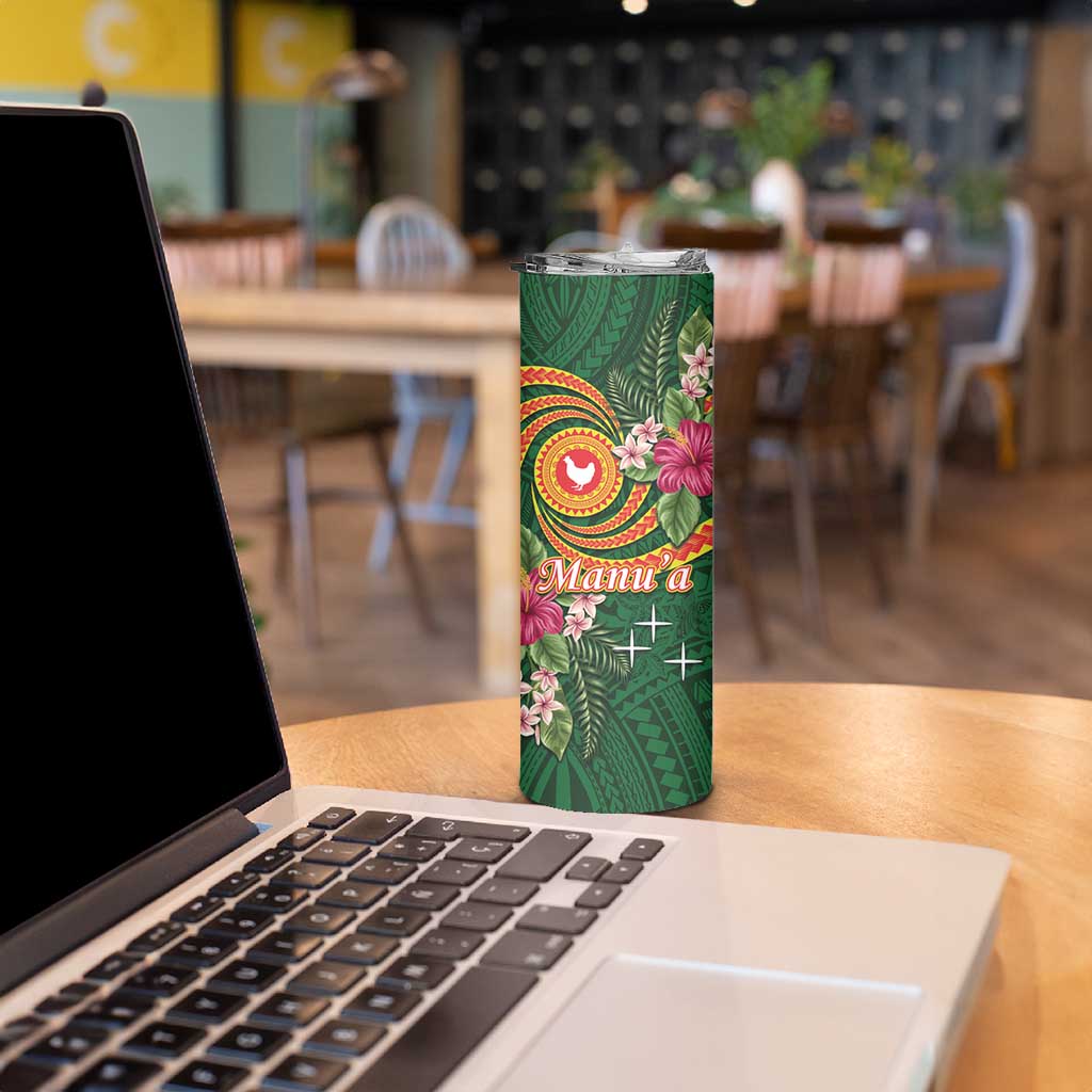 Personalised Manuʻa Skinny Tumbler Polynesian Art Tattoo Style and Tropical Plants LT03 - Polynesian Pride