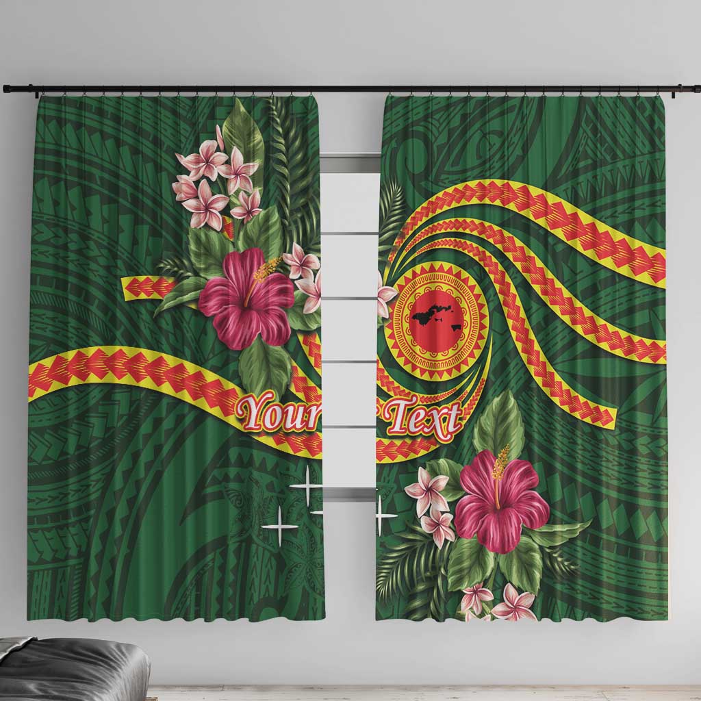 Manuʻa Islands Window Curtain Polynesian Art Tattoo Style and Tropical Plants