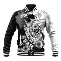 Hafa Adai Guam Baseball Jacket Polynesian Palm Tree Tattoo Hibiscus and Plumeria Art