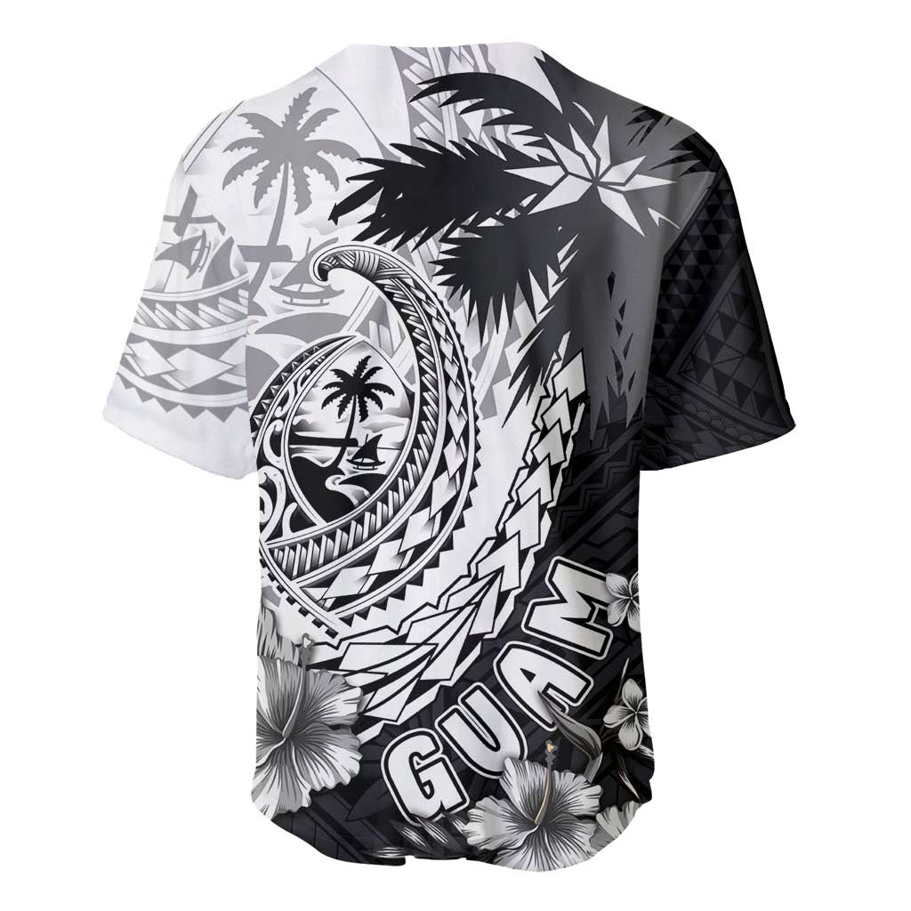 Hafa Adai Guam Baseball Jersey Polynesian Palm Tree Tattoo Hibiscus and Plumeria Art