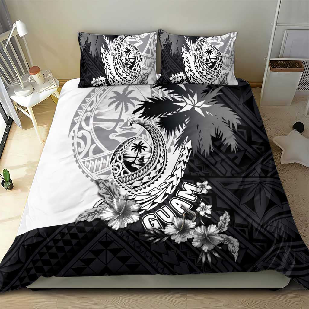 Hafa Adai Guam Bedding Set Polynesian Palm Tree Tattoo Hibiscus and Plumeria Art