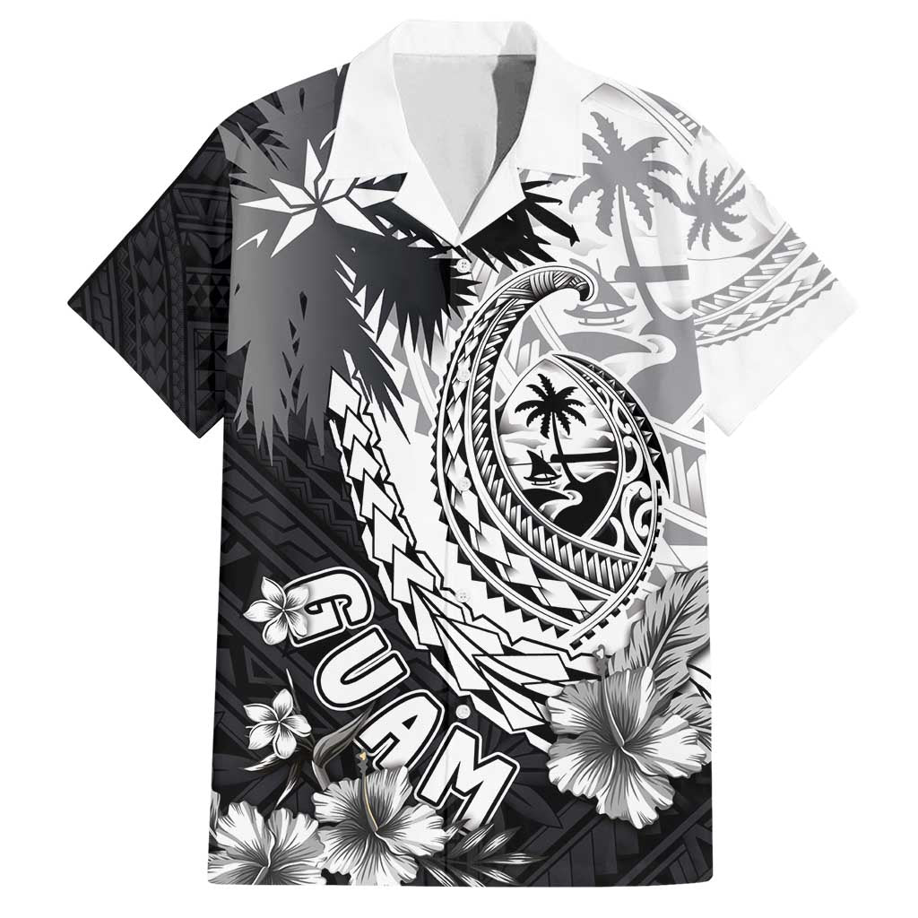 Hafa Adai Guam Family Matching Off Shoulder Maxi Dress and Hawaiian Shirt Polynesian Palm Tree Tattoo Hibiscus and Plumeria Art