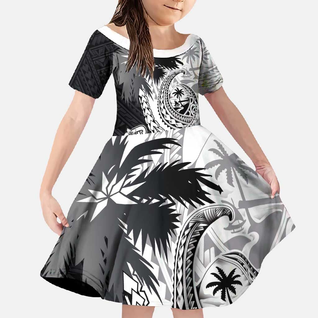 Hafa Adai Guam Family Matching Short Sleeve Bodycon Dress and Hawaiian Shirt Polynesian Palm Tree Tattoo Hibiscus and Plumeria Art