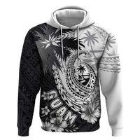 Hafa Adai Guam Hoodie Polynesian Palm Tree Tattoo Hibiscus and Plumeria Art