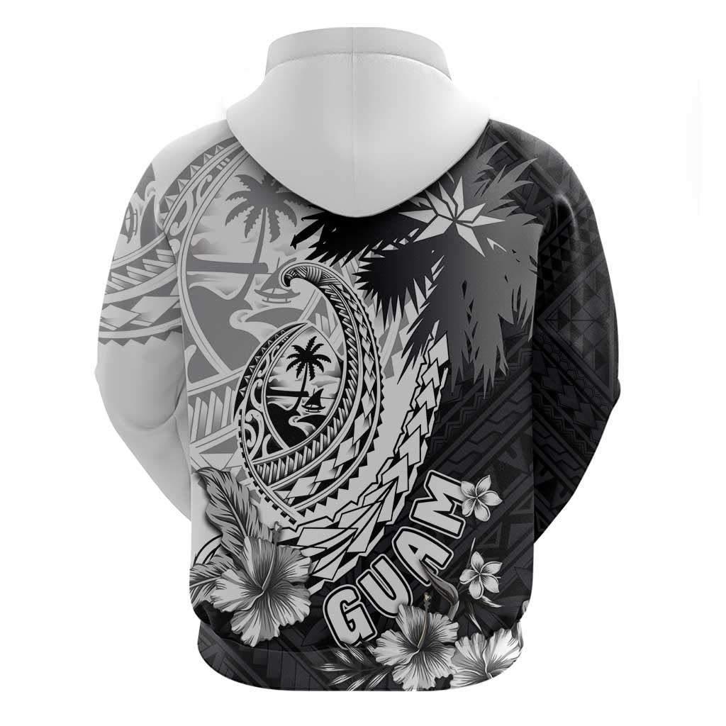 Hafa Adai Guam Hoodie Polynesian Palm Tree Tattoo Hibiscus and Plumeria Art