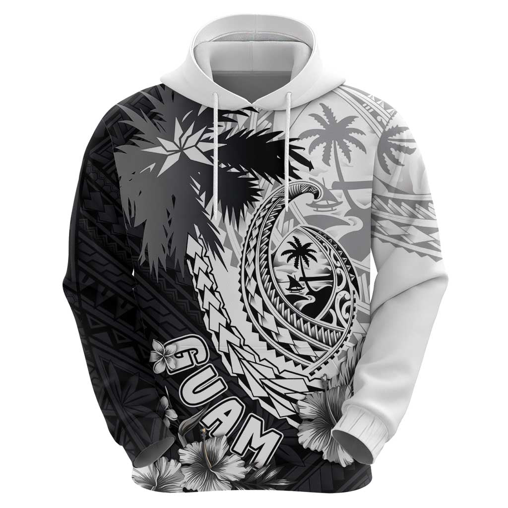 Hafa Adai Guam Hoodie Polynesian Palm Tree Tattoo Hibiscus and Plumeria Art