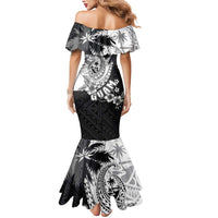 Hafa Adai Guam Mermaid Dress Polynesian Palm Tree Tattoo Hibiscus and Plumeria Art