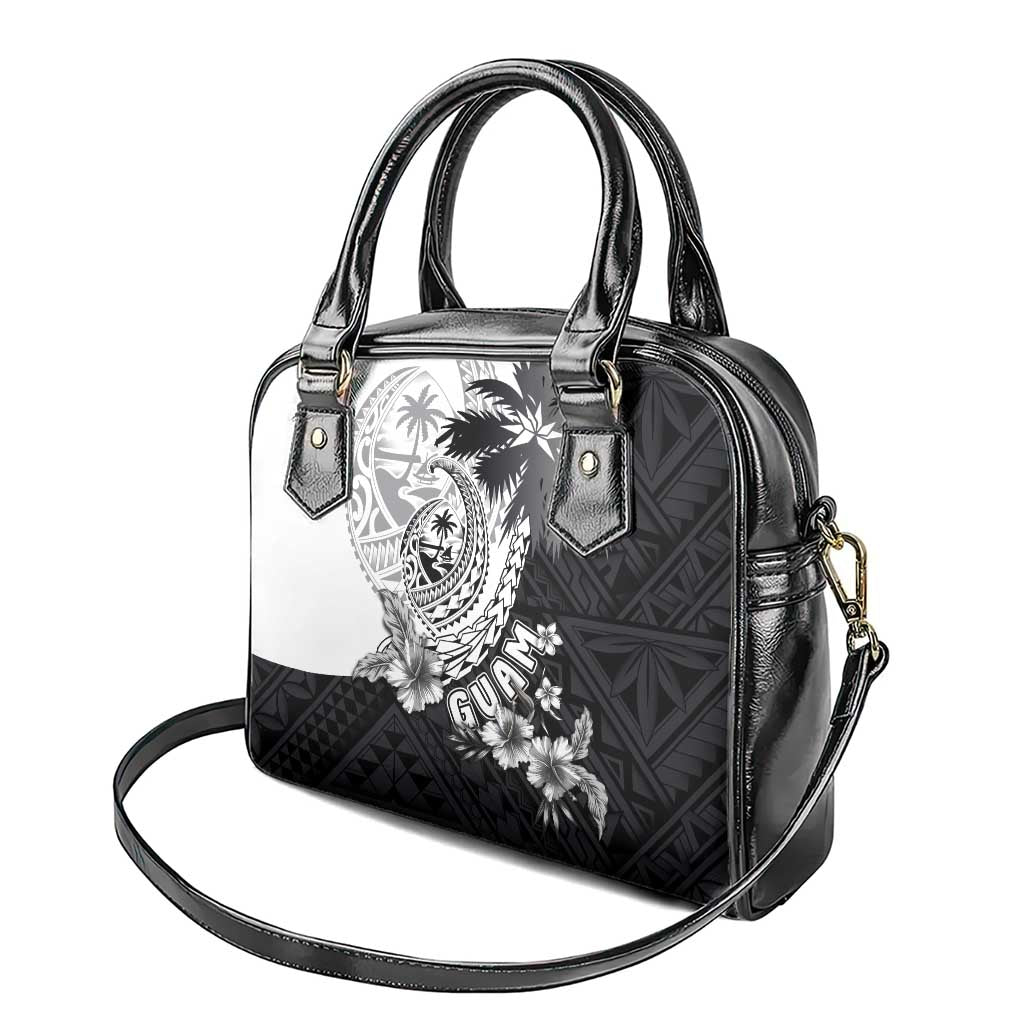 Hafa Adai Guam Shoulder Handbag Polynesian Palm Tree Tattoo Hibiscus and Plumeria Art