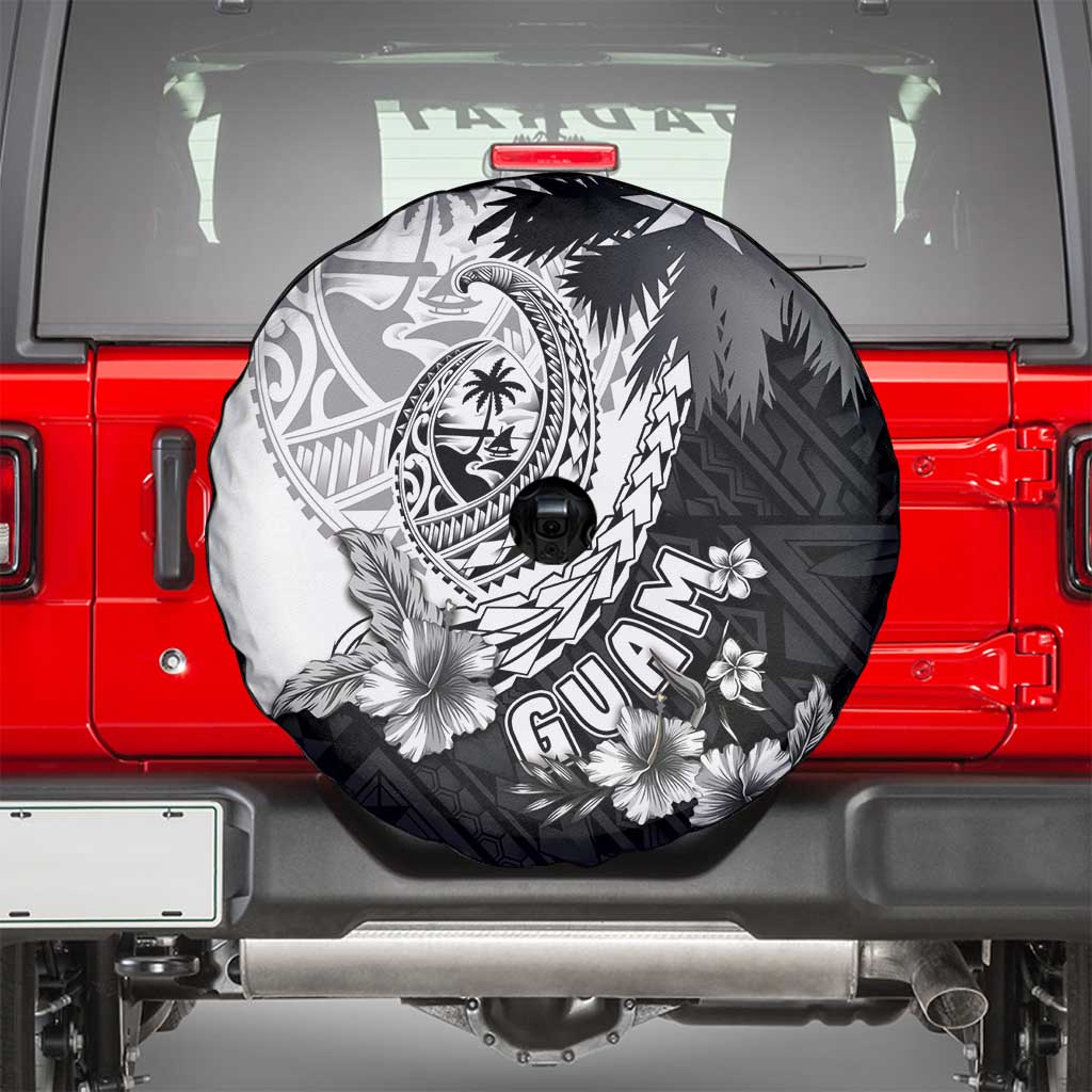 Hafa Adai Guam Spare Tire Cover Polynesian Palm Tree Tattoo Hibiscus and Plumeria Art