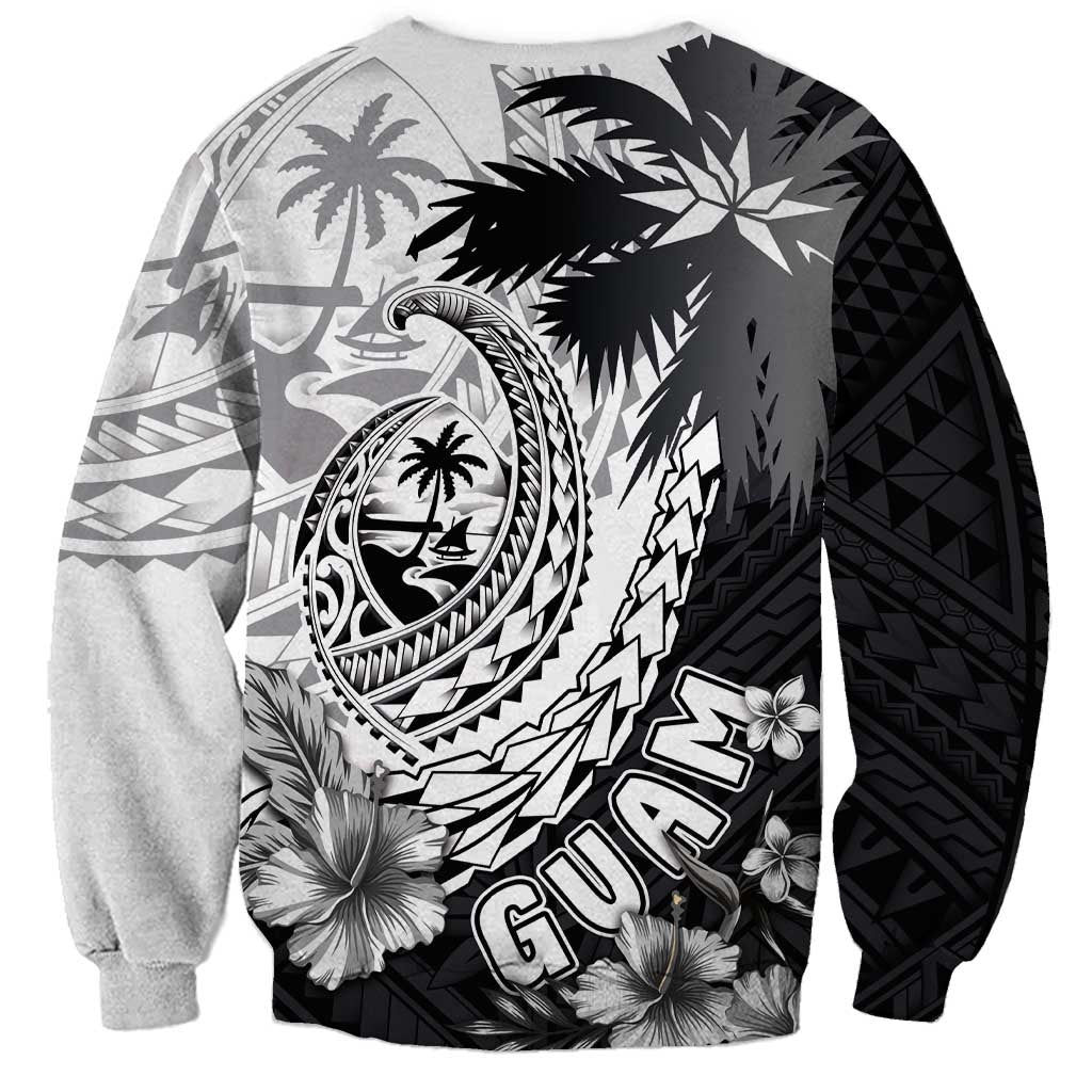 Hafa Adai Guam Sweatshirt Polynesian Palm Tree Tattoo Hibiscus and Plumeria Art