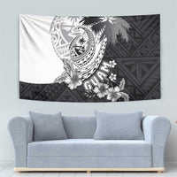 Hafa Adai Guam Tapestry Polynesian Palm Tree Tattoo Hibiscus and Plumeria Art