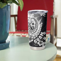 Hafa Adai Guam Tumbler Cup Polynesian Palm Tree Tattoo Hibiscus and Plumeria Art