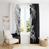 Hafa Adai Guam Window Curtain Polynesian Palm Tree Tattoo Hibiscus and Plumeria Art