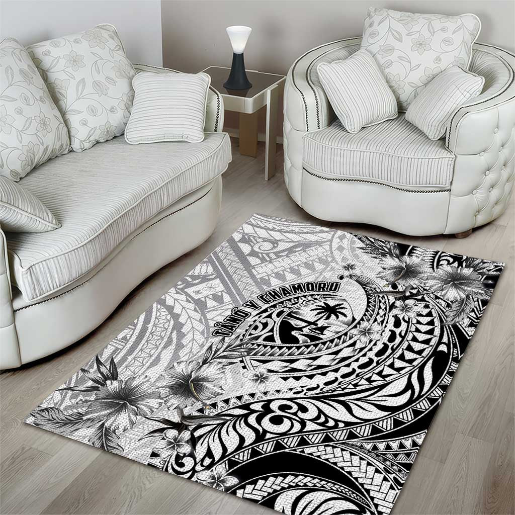 Guam-Land of the Chamorro Area Rug Polynesian Tattoo Style Hibiscus and Plumeria Art