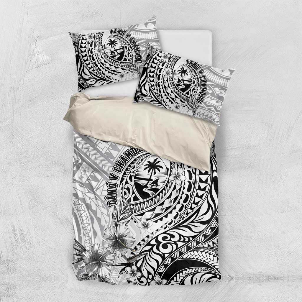 Guam-Land of the Chamorro Bedding Set Polynesian Tattoo Style Hibiscus and Plumeria Art