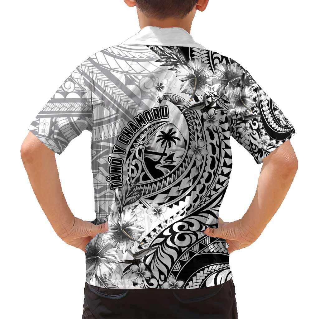 Guam-Land of the Chamorro Family Matching Long Sleeve Bodycon Dress and Hawaiian Shirt Polynesian Tattoo Style Hibiscus and Plumeria Art