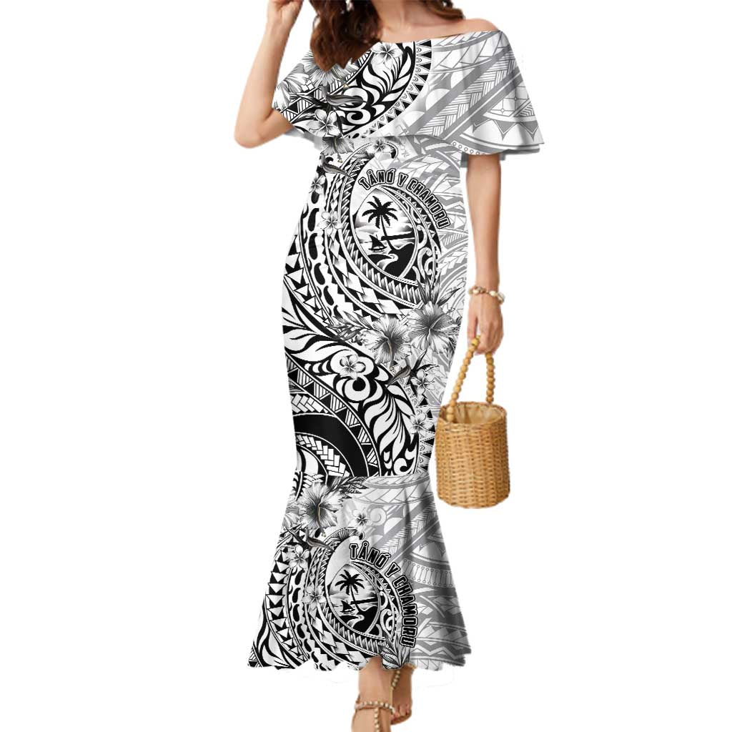 Guam-Land of the Chamorro Family Matching Mermaid Dress and Hawaiian Shirt Polynesian Tattoo Style Hibiscus and Plumeria Art