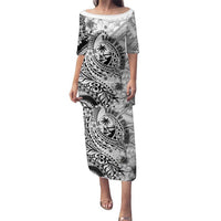 Guam-Land of the Chamorro Family Matching Puletasi and Hawaiian Shirt Polynesian Tattoo Style Hibiscus and Plumeria Art