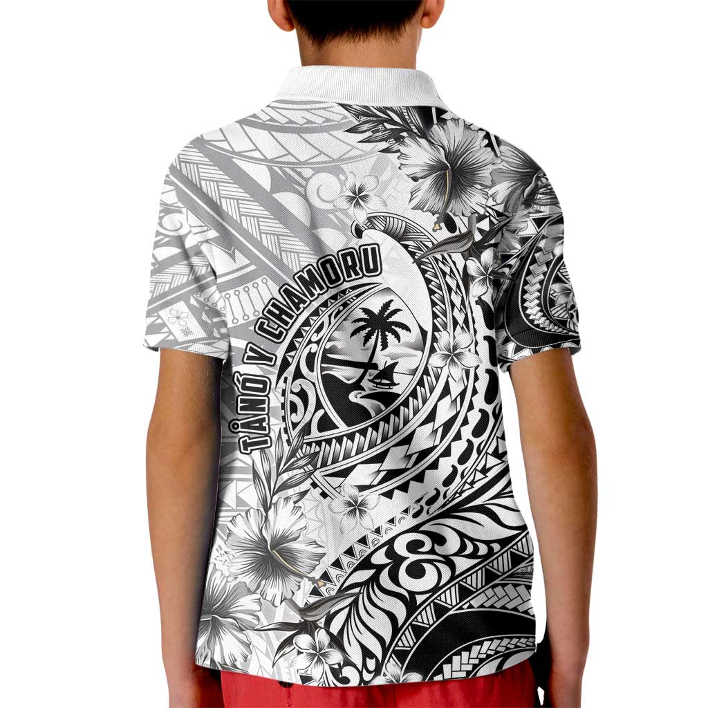 Guam-Land of the Chamorro Kid Polo Shirt Polynesian Tattoo Style Hibiscus and Plumeria Art