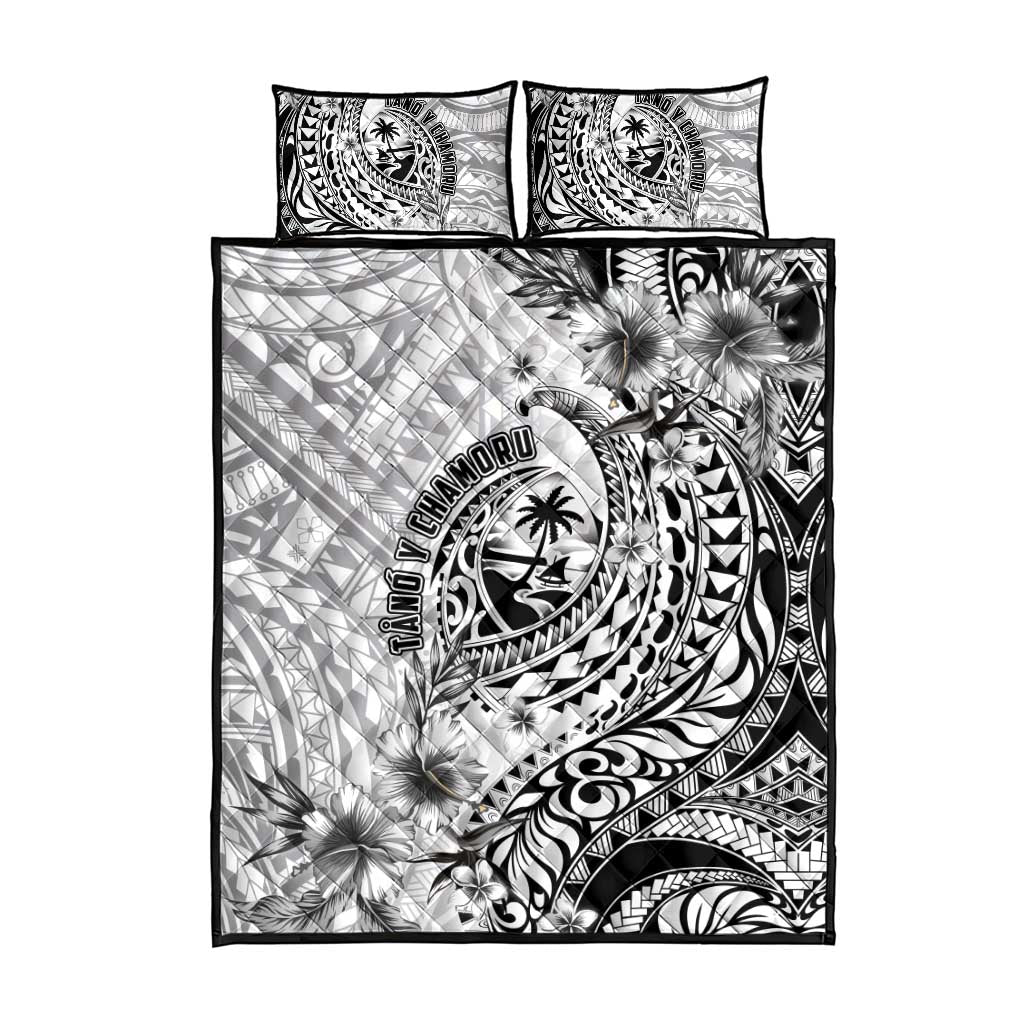 Guam-Land of the Chamorro Quilt Bed Set Polynesian Tattoo Style Hibiscus and Plumeria Art